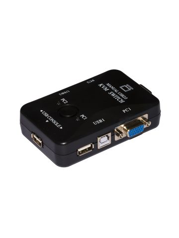 SWITCH KVM MANUALE PER 2 PC USB/VGA CON 1 MOUSE, 1 TASTIERA USB E 1 MONITOR VGA CON CAVI INCLUSI