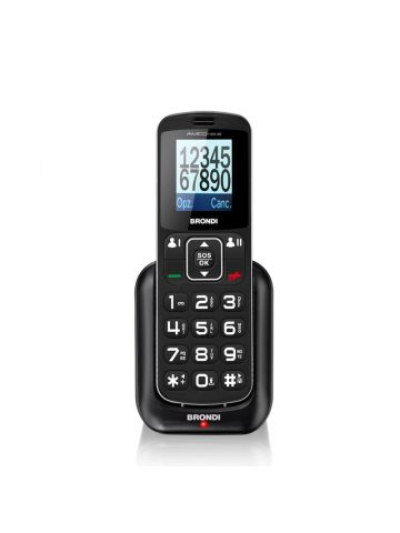 BRONDI AMICO HOME (NERO) - TELEFONO CELLULARE PER ANZIANI - TASTO SOS - TORCIA - CONTROLLO REMOTO - ANNUNCIO VOCALE - BASE DI RICARICA