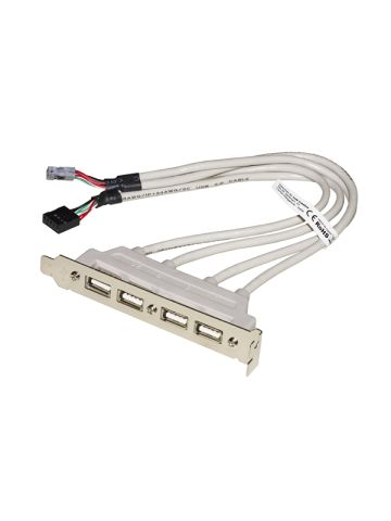 PIASTRINA LINK CON 4 CONNETTORI USB 2.0 TIPO ""A"" ESTERNI - CONNETTORE ALLA PIASTRA MADRE 2X10 PIN 2,54 MM
