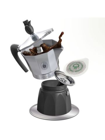 CAFFE'' BORBONE MOKACIAO - CAFFETTIERA MOKA A CIALDE 44MM CON PIATTINO INDUZIONE - FINO A 3 CAFFE'' CON UNA CIALDA - 15 CIALDE OMAGGIO