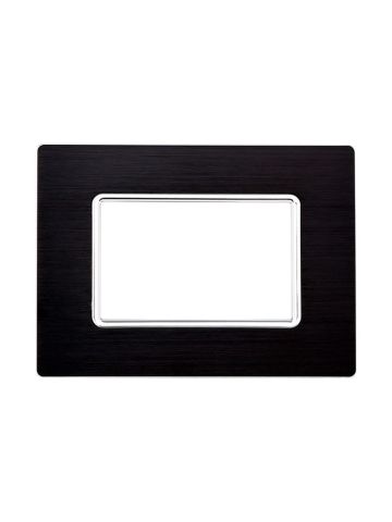 ETTROIT PLACCA IN ALLUMINIO 3 MODULI - SERIE SOLAR - NERO (MT86302) Compatibile BTicino Matix