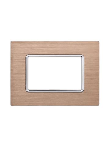 ETTROIT PLACCA IN ALLUMINIO 3 MODULI - SERIE SOLAR - ORO (MT86311) Compatibile BTicino Matix