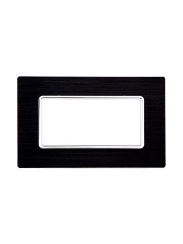 ETTROIT PLACCA IN ALLUMINIO 4 MODULI - SERIE SOLAR - NERO (MT86402) Compatibile BTicino Matix
