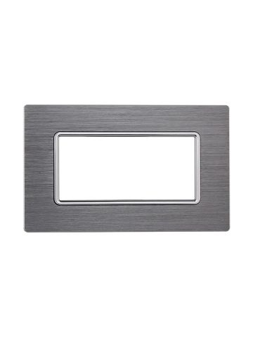 ETTROIT PLACCA IN ALLUMINIO 4 MODULI - SERIE SOLAR - ARGENTO (MT86406) Compatibile BTicino Matix