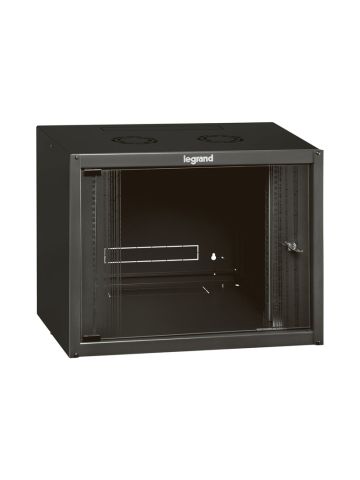 ARMADIO RACK LEGRAND 19"" 12 UNITA'' DA MURO (A)625 x (L)600 x (P)450 BLACK PORTA  IN VETRO