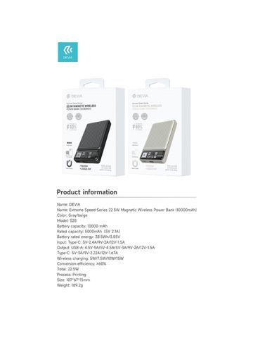 POWER BANK MAGNETICO DEVIA 10.000MAH WIR