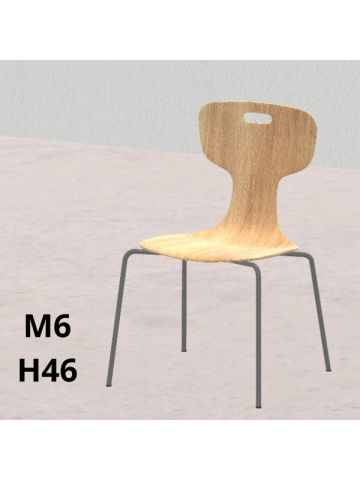 SEDIA GIGLIO Wood finitura legno H 46cm, scocca legno, gambe grigie SD.FLEXW.4GF.M6GC.L