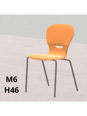 Sedia GINKGO arancione H 46,5cm, scocca polipropilene riciclato, gambe grigie  SD.GK+.4GF.M6.AR