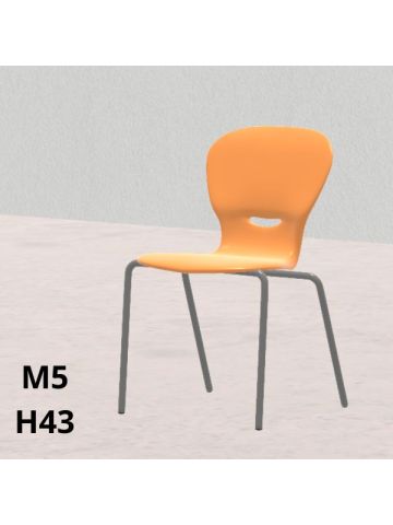 Sedia GINKGO arancio H 43cm, scocca polipropilene riciclato, gambe grigie  SD.GK+.4GF.M5.AR