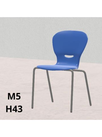 Sedia GINKGO blu H 43cm, scocca polipropilene riciclato, gambe grigie  SD.GK+.4GF.M5.BL
