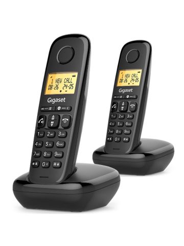 GIGASET START 100 DUO (NERO) - TELEFONO CORDLESS DOPPIO - VIVAVOCE - FUNZIONE SVEGLIA