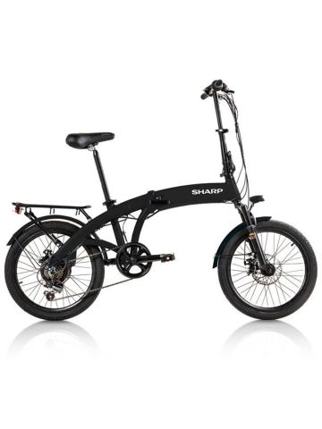 SHARP BRNO (BK-BM04E-B) FOLDABLE E-BIKE (NERA) - BICICLETTA ELETTRICA - RUOTE 20""X2.25"" - MOTORE 250W 36V - BATTERIA 36V 10AH CERTIFICATA - TELAIO IN ALLUMINIO - AUTONOMIA FINO AD 45KM