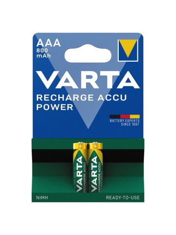 VARTA RECHARGE ACCU POWER - BLISTER 2 BATTERIE MINISTILO AAA RICARICABILI 800mAh - MASTER CARTON DA 10 PZ