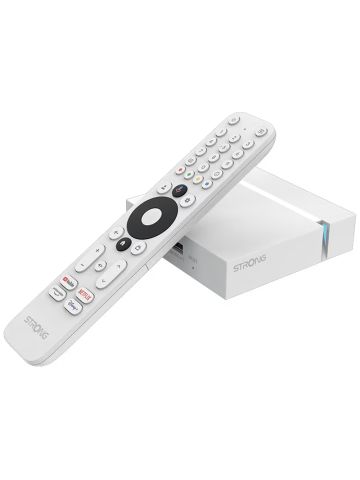 STRONG LEAP-S3+V2 - GOOGLE TV BOX 4K - CERTIFICATO GOOGLE - CONNESSIONE WI-FI / LAN -TELECOMANDO CON CONTROLLO VOCALE - BIANCO - HDR10+