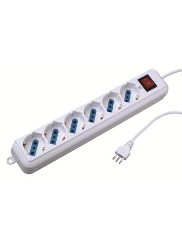 MULTIPRESA 6 POS. + INTERRUTTORE BIANCA