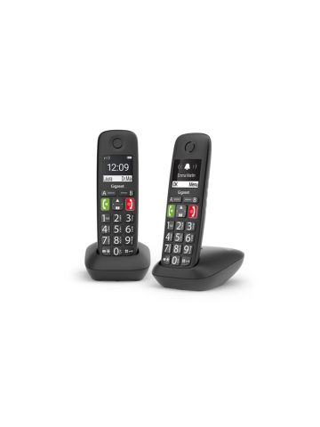 GIGASET E290 (NERO) - TELEFONO CORDLESS SENIOR DOPPIO - VIVAVOCE - TASTI GRANDI