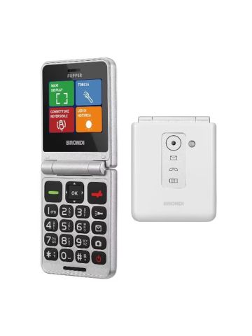 BRONDI FLIPPER (BIANCO) - TELEFONO CELLULARE PER ANZIANI - TORCIA - FOTOCAMERA
