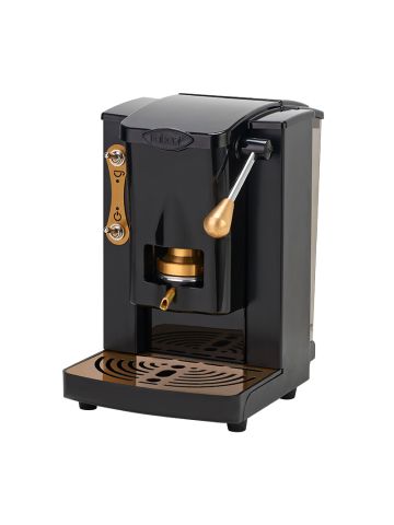 FABER PICCOLA SLOT BRASS EDITION - MACCHINA PER CAFFE'' CON PRESSACIALDA IN OTTONE - TELAIO IN METALLO NERO CON ELEMENTI DORATI E FRONTALE IN POLICARBONATO NERO