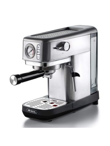 ARIETE METAL CON MANOMETRO (1381/10) - MACCHINA PER CAFFE'' ESPRESSO - POLVERE E CIALDE - 1 O 2 TAZZE -  CAPPUCCINATORE - PRESSIONE 15 BAR - 1300W